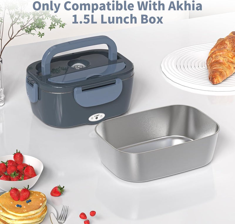 Akhia 1.5L Electric Lunch Box Inner Container, Removable 304 Stainless Steel Food Container, Dishwasher Safe, Only 1.5L Electric Lunch Box - Image 2